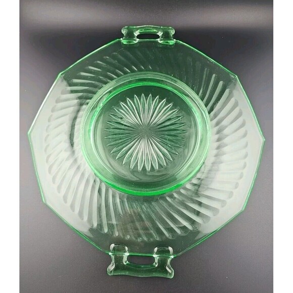 Uranium Glass - Imperial Twisted Optic Cake Plate 11in diameter - Picture 3 of 14